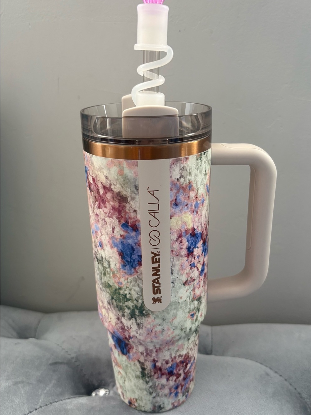 Stanley Floral Speckle Travel Tumbler in White, Pink & Blue 30oz.